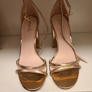 Rose gold block heels